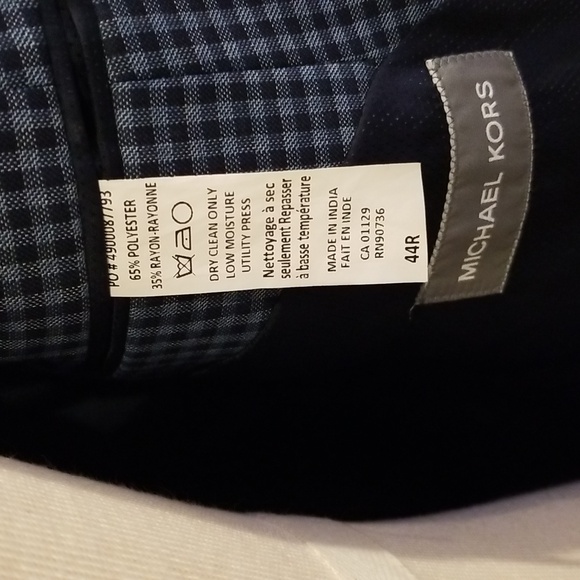 Michael Kors Men's 2 Button Blazer Sport Coat Jacket Navy Steel Blue Tattersall. - Picture 8 of 11